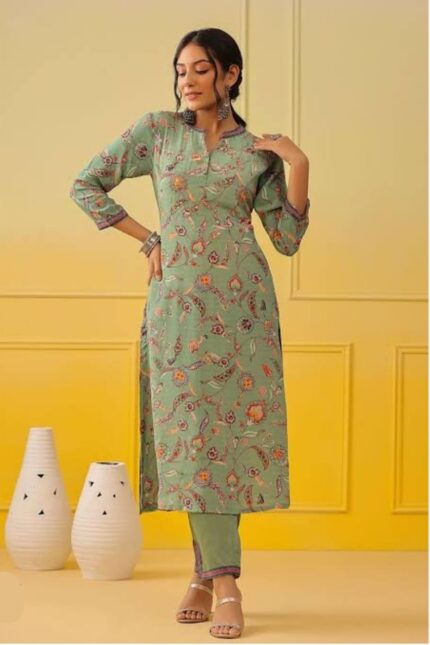 GREEN FLORAL DESIGNER KURTI