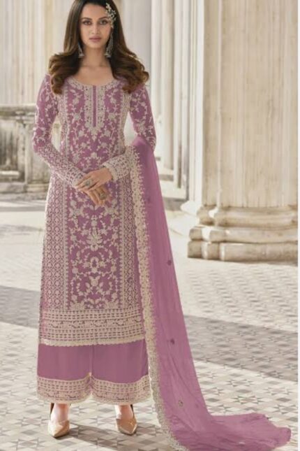 PINK COLOUR DESIGNER SUIT WITH HANDMADE ETHNIC EMBROIDERY WORK