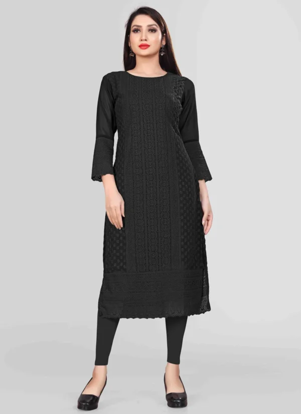 DESIGNER KURTI CHIFFON GEORGETTE BLACK EMBROIDERED KURTIS