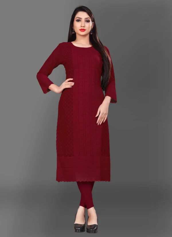 DESIGNER KURTI CHIFFON GEORGETTE MAROON EMBROIDERED KURTIS