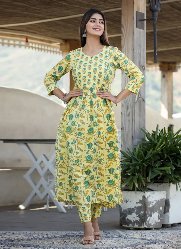 DESIGNER KURTI COTTON YELLOW PRINT KURTIS
