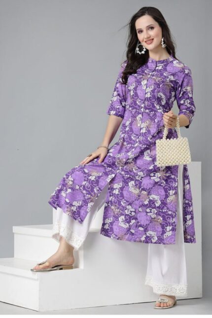 Lilac Rayon A-Line Kurti