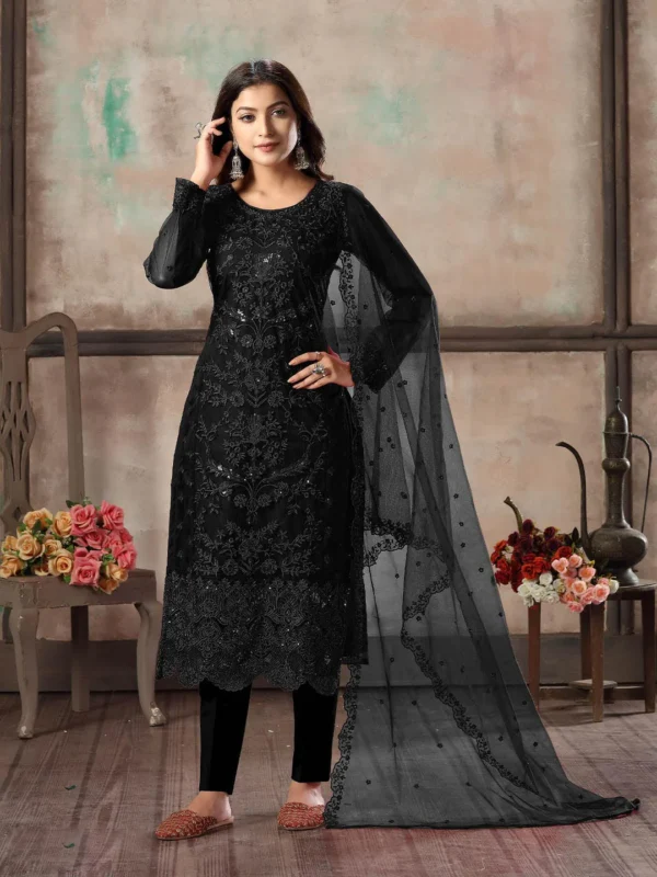 Woman's black color designer suit