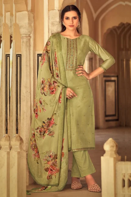Women's designer suit olive green color